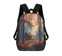 sinyumoney Mochila Informal Para Exteriores Impresa En 3D 17inch Mochila Escolar Infantil Linda Para Viajes Cabin in Autumn Forest Bolsos Infantiles Informales De Moda Para Niños De Primaria