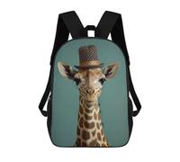 sinyumoney Mochila Informal Para Exteriores Impresa En 3D 17inch Mochila Escolar Infantil Linda Para Viajes Giraffe Animal Hat Bolsos Infantiles Informales De Moda Para Niños De Primaria