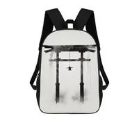 sinyumoney Mochila Informal Para Exteriores Impresa En 3D 17inch Mochila Escolar Infantil Linda Para Viajes Japanese Art Ink Shrine Bolsos Infantiles Informales De Moda Para Niños De Primaria