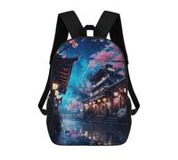 sinyumoney Mochila Informal Para Exteriores Impresa En 3D 17inch Mochila Escolar Infantil Linda Para Viajes Neon Tokyo Sakura Nights Bolsos Infantiles Informales De Moda Para Niños De Primaria