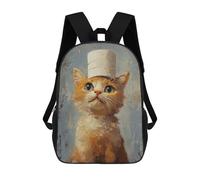 sinyumoney Mochila Informal Para Exteriores Impresa En 3D 17inch Mochila Escolar Infantil Linda Para Viajes Cat in A Toilet Paper Hat Bolsos Infantiles Informales De Moda Para Niños De Primaria