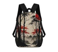 sinyumoney Mochila Informal Para Exteriores Impresa En 3D 17inch Mochila Escolar Infantil Linda Para Viajes Red Sun Forest Bolsos Infantiles Informales De Moda Para Niños De Primaria