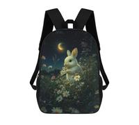 sinyumoney Mochila Informal Para Exteriores Impresa En 3D 17inch Mochila Escolar Infantil Linda Para Viajes Rabbit in A Field of Flowers Bolsos Infantiles Informales De Moda Para Niños De Primaria