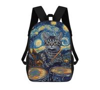 sinyumoney Mochila Informal Para Exteriores Impresa En 3D 17inch Mochila Escolar Infantil Linda Para Viajes Cat Drummer Starry Night Bolsos Infantiles Informales De Moda Para Niños De Primaria