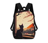 sinyumoney Mochila Informal Para Exteriores Impresa En 3D 17inch Mochila Escolar Infantil Linda Para Viajes Cat Cherry Blossom Japan Bolsos Infantiles Informales De Moda Para Niños De Primaria