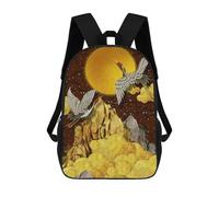 sinyumoney Mochila Informal Para Exteriores Impresa En 3D 17inch Mochila Escolar Infantil Linda Para Viajes Japanese Cranes Moon Gold Bolsos Infantiles Informales De Moda Para Niños De Primaria