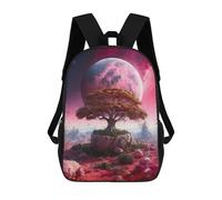 sinyumoney Mochila Informal Para Exteriores Impresa En 3D 17inch Mochila Escolar Infantil Linda Para Viajes Tree on The Pink Planet Bolsos Infantiles Informales De Moda Para Niños De Primaria
