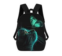 sinyumoney Mochila Informal Para Exteriores Impresa En 3D 17inch Mochila Escolar Infantil Linda Para Viajes Cat And Butterfly Bolsos Infantiles Informales De Moda Para Niños De Primaria