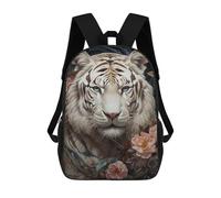sinyumoney Mochila Informal Para Exteriores Impresa En 3D 17inch Mochila Escolar Infantil Linda Para Viajes White Tiger Floral Bliss Bolsos Infantiles Informales De Moda Para Niños De Primaria