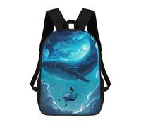 sinyumoney Mochila Informal Para Exteriores Impresa En 3D 17inch Mochila Escolar Infantil Linda Para Viajes Fly To The Moon With Whale Bolsos Infantiles Informales De Moda Para Niños De Primaria