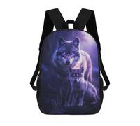 sinyumoney Mochila Informal Para Exteriores Impresa En 3D 17inch Mochila Escolar Infantil Linda Para Viajes Wolf And Pup in Moonlight Bolsos Infantiles Informales De Moda Para Niños De Primaria