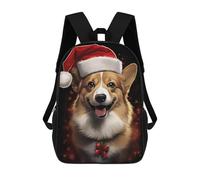 sinyumoney Mochila Informal Para Exteriores Impresa En 3D 17inch Mochila Escolar Infantil Linda Para Viajes Corgi Dog Christmas Animal Bolsos Infantiles Informales De Moda Para Niños De Primaria