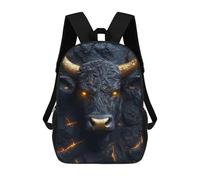 sinyumoney Mochila Informal Para Exteriores Impresa En 3D 17inch Mochila Escolar Infantil Linda Para Viajes Black Bull with Golden Horns Bolsos Infantiles Informales De Moda Para Niños De Primaria