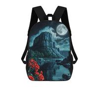 sinyumoney Mochila Informal Para Exteriores Impresa En 3D 17inch Mochila Escolar Infantil Linda Para Viajes Red Rose Night Atmosphere Bolsos Infantiles Informales De Moda Para Niños De Primaria