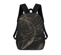 sinyumoney Mochila Informal Para Exteriores Impresa En 3D 17inch Mochila Escolar Infantil Linda Para Viajes Golden Whale Ocean Bolsos Infantiles Informales De Moda Para Niños De Primaria
