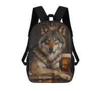 sinyumoney Mochila Informal Para Exteriores Impresa En 3D 17inch Mochila Escolar Infantil Linda Para Viajes Wolf King Crown Pint Beer Bolsos Infantiles Informales De Moda Para Niños De Primaria
