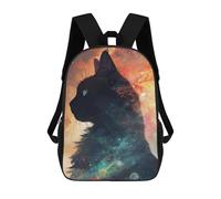 sinyumoney Mochila Informal Para Exteriores Impresa En 3D 17inch Mochila Escolar Infantil Linda Para Viajes Cosmic Cat Silhouette Bolsos Infantiles Informales De Moda Para Niños De Primaria