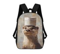 sinyumoney Mochila Informal Para Exteriores Impresa En 3D 17inch Mochila Escolar Infantil Linda Para Viajes Otter with Toilet Paper Hat Bolsos Infantiles Informales De Moda Para Niños De Primaria