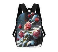 sinyumoney Mochila Informal Para Exteriores Impresa En 3D 17inch Mochila Escolar Infantil Linda Para Viajes Red Rose Flowers in Snow Bolsos Infantiles Informales De Moda Para Niños De Primaria