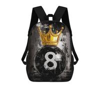 sinyumoney Mochila Informal Para Exteriores Impresa En 3D 17inch Mochila Escolar Infantil Linda Para Viajes 8 Ball King Vector Art Bolsos Infantiles Informales De Moda Para Niños De Primaria