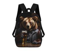 sinyumoney Mochila Informal Para Exteriores Impresa En 3D 17inch Mochila Escolar Infantil Linda Para Viajes Funny Drinking Bear Bolsos Infantiles Informales De Moda Para Niños De Primaria