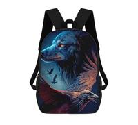 sinyumoney Mochila Informal Para Exteriores Impresa En 3D 17inch Mochila Escolar Infantil Linda Para Viajes Wolf And Eagle Bolsos Infantiles Informales De Moda Para Niños De Primaria