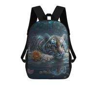 sinyumoney Mochila Jungle Majesty Panther's Gaze para la escuela, secundaria, casual, viajes, escuela secundaria, para hombres y mujeres, Floral Tiger Reflection, 17"