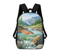 sinyumoney Mochila ligera con diseño de flores de cactus y fondo geométrico, mochila ligera para estudiantes universitarios para niñas y niños y adolescentes, Pescador de trucha, 17"