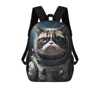 Sinyumoney Mochila Niño Flag of Argentina Mochila Escolar 3D Mochila Escolar para Niños Bolsas de Escuela Mochila De Moda Con Bolsa Bolsas De Libros, Grumpy Cat Space Astronaut, 17"