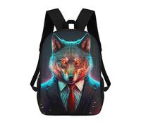 sinyumoney Mochila Para Niñas Alpha Wolf in Suit Mochila Escolar Impresa En 3D Para Niños Mochila Informal De Día Mochila Ligera Para Estudiantes De Secundaria 17inch