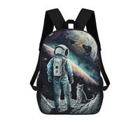 sinyumoney Mochila Para Niñas Astronaut And Cat on The Moon Mochila Escolar Impresa En 3D Para Niños Mochila Informal De Día Mochila Ligera Para Estudiantes De Secundaria 17inch