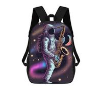 sinyumoney Mochila Para Niñas Astronaut Playing Saxophone in Space -1 Mochila Escolar Impresa En 3D Para Niños Mochila Informal De Día Mochila Ligera Para Estudiantes De Secundaria 17inch