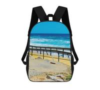sinyumoney Mochila Para Niñas Beach Boardwalk with Ocean Waves Mochila Escolar Impresa En 3D Para Niños Mochila Informal De Día Mochila Ligera Para Estudiantes De Secundaria 17inch