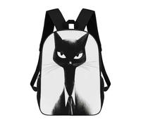sinyumoney Mochila Para Niñas Black Cat in Suit Illustration Mochila Escolar Impresa En 3D Para Niños Mochila Informal De Día Mochila Ligera Para Estudiantes De Secundaria 17inch