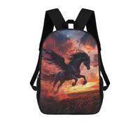 sinyumoney Mochila Para Niñas Black Winged Horse Mochila Escolar Impresa En 3D Para Niños Mochila Informal De Día Mochila Ligera Para Estudiantes De Secundaria 17inch