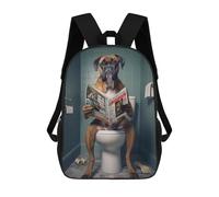 sinyumoney Mochila Para Niñas Boxer Dog on The Toilet Mochila Escolar Impresa En 3D Para Niños Mochila Informal De Día Mochila Ligera Para Estudiantes De Secundaria 17inch
