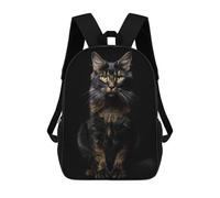 sinyumoney Mochila Para Niñas Cat Gold Dark Mochila Escolar Impresa En 3D Para Niños Mochila Informal De Día Mochila Ligera Para Estudiantes De Secundaria 17inch