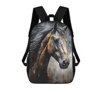 sinyumoney Mochila Para Niñas Charcoal Horse Portrait Mochila Escolar Impresa En 3D Para Niños Mochila Informal De Día Mochila Ligera Para Estudiantes De Secundaria 17inch