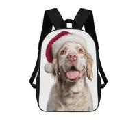 sinyumoney Mochila Para Niñas Clumber Spaniel Dog with Santa Hat Portrait Mochila Escolar Impresa En 3D Para Niños Mochila Informal De Día Mochila Ligera Para Estudiantes De Secundaria 17inch