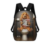 sinyumoney Mochila Para Niñas Cocker Spaniel on Toilet Mochila Escolar Impresa En 3D Para Niños Mochila Informal De Día Mochila Ligera Para Estudiantes De Secundaria 17inch