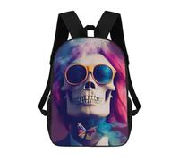sinyumoney Mochila Para Niñas Colorful Skull with Butterfly Mochila Escolar Impresa En 3D Para Niños Mochila Informal De Día Mochila Ligera Para Estudiantes De Secundaria 17inch