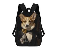 sinyumoney Mochila Para Niñas Corgi Dog with Tuxedo Mochila Escolar Impresa En 3D Para Niños Mochila Informal De Día Mochila Ligera Para Estudiantes De Secundaria 17inch