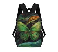 sinyumoney Mochila Para Niñas Cosmic Green Butterfly Mochila Escolar Impresa En 3D Para Niños Mochila Informal De Día Mochila Ligera Para Estudiantes De Secundaria 17inch