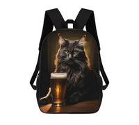 sinyumoney Mochila Para Niñas Drinking Buddy Black Cat Mochila Escolar Impresa En 3D Para Niños Mochila Informal De Día Mochila Ligera Para Estudiantes De Secundaria 17inch