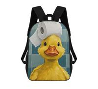 sinyumoney Mochila Para Niñas Duckling with Toilet Paper Hat Mochila Escolar Impresa En 3D Para Niños Mochila Informal De Día Mochila Ligera Para Estudiantes De Secundaria 17inch