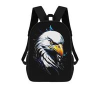 sinyumoney Mochila Para Niñas Eagle Head Portrait on Black Background Mochila Escolar Impresa En 3D Para Niños Mochila Informal De Día Mochila Ligera Para Estudiantes De Secundaria 17inch