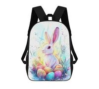 sinyumoney Mochila Para Niñas Easter Bunny with Eggs Mochila Escolar Impresa En 3D Para Niños Mochila Informal De Día Mochila Ligera Para Estudiantes De Secundaria 17inch
