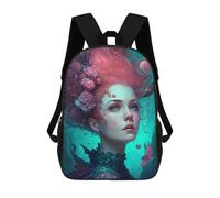 sinyumoney Mochila Para Niñas Fantasy Portrait with Flowers And Butterflies Mochila Escolar Impresa En 3D Para Niños Mochila Informal De Día Mochila Ligera Para Estudiantes De Secundaria 17inch