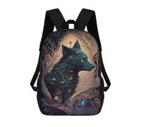 sinyumoney Mochila Para Niñas Fantasy World Wolf Mochila Escolar Impresa En 3D Para Niños Mochila Informal De Día Mochila Ligera Para Estudiantes De Secundaria 17inch