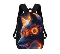 sinyumoney Mochila Para Niñas Flaming Wolf Artwork -8 Mochila Escolar Impresa En 3D Para Niños Mochila Informal De Día Mochila Ligera Para Estudiantes De Secundaria 17inch